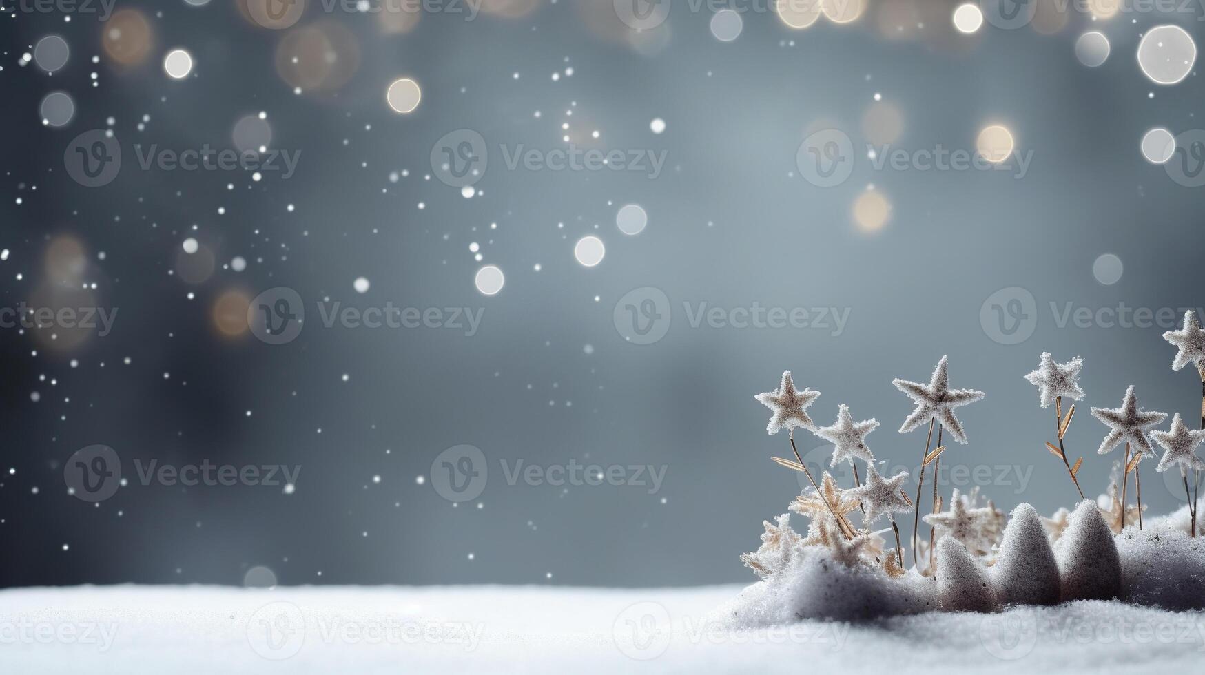 AI generated Winter Background with Copy Space. Winter, Snow, Snowflakes, Snowflake, Ice, Frozen, Decorations photo