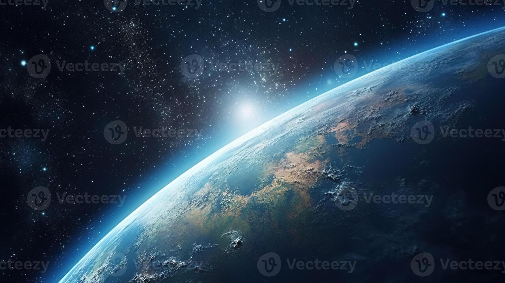 AI generated Earth Planet in Space. Celestial, Cosmic, Solar System, Astronomy, Universe, Galactic, Planetary photo