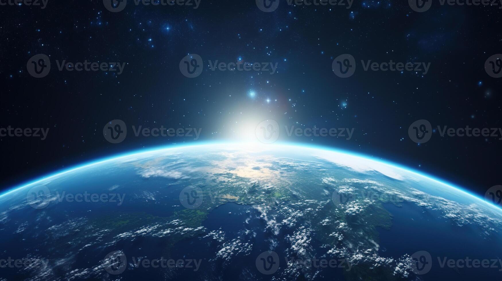 AI generated Earth Planet in Space. Celestial, Cosmic, Solar System, Astronomy, Universe, Galactic, Planetary photo