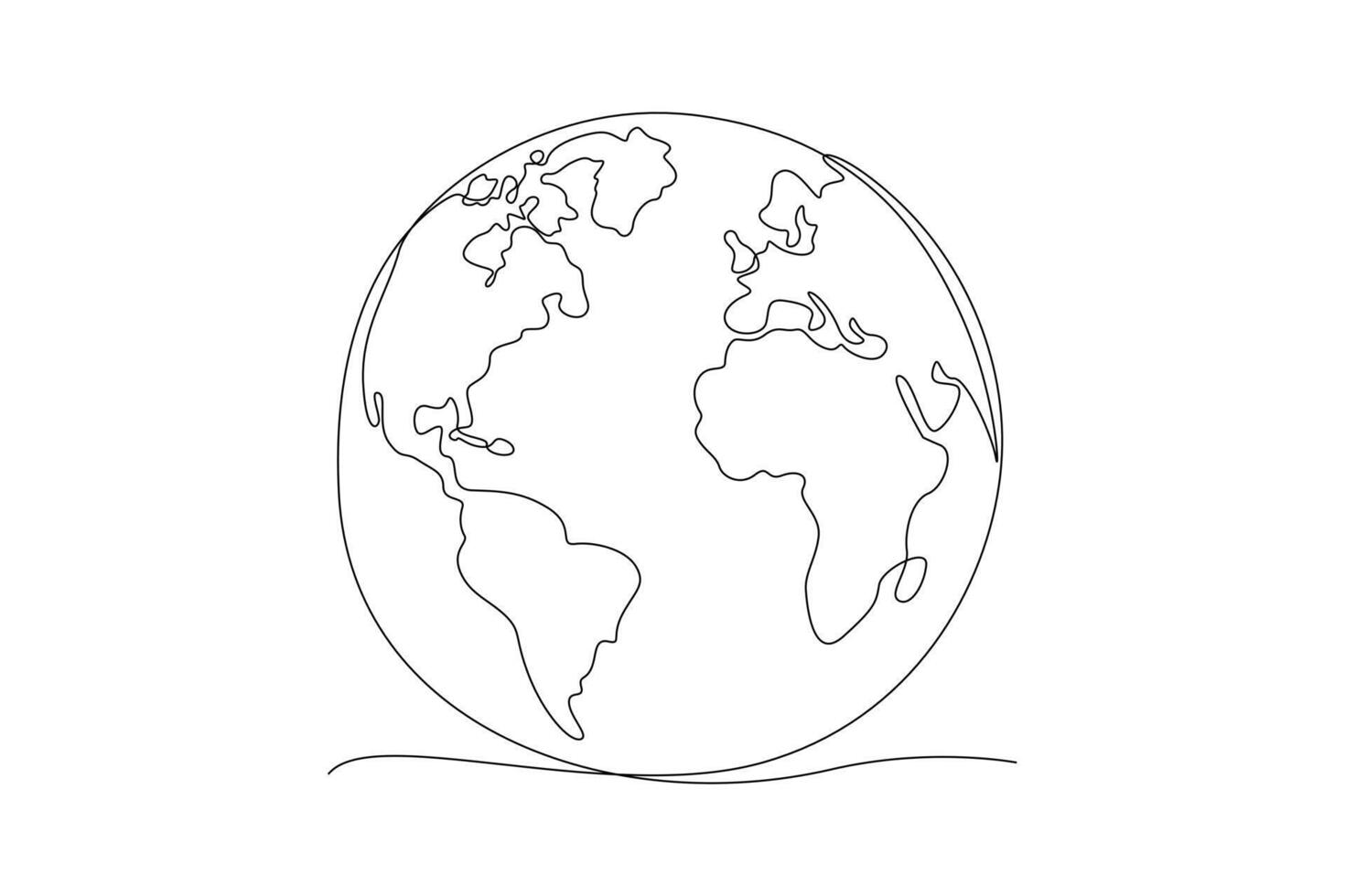 Continuous one line drawing World map concept. Doodle vector illustration.