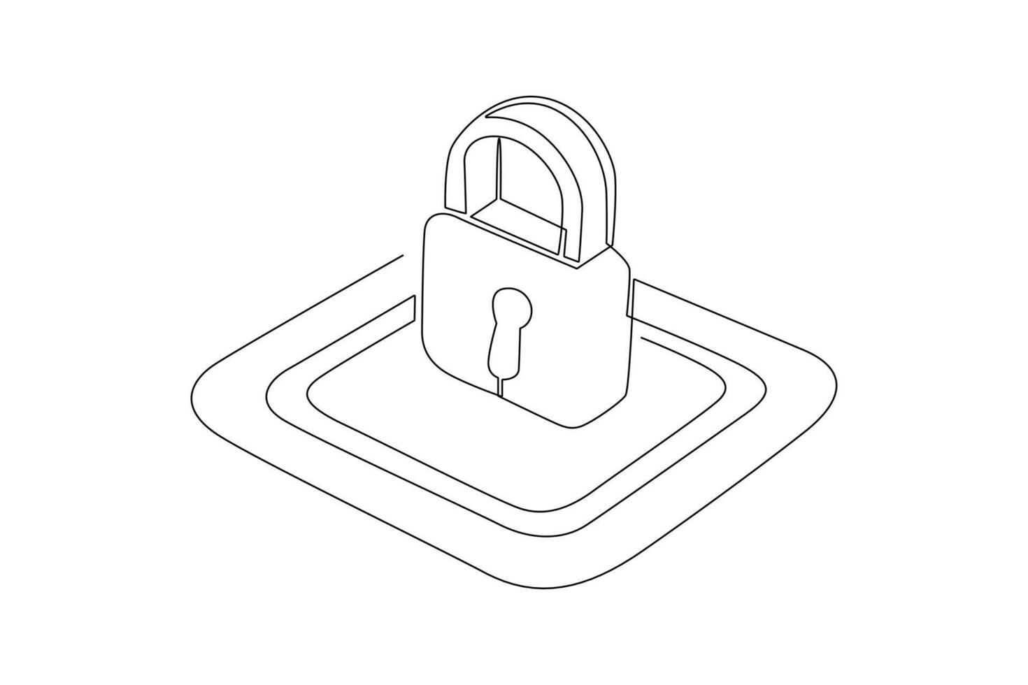 One continuous line drawing of Digital Security concept. Doodle vector illustration in simple linear style.