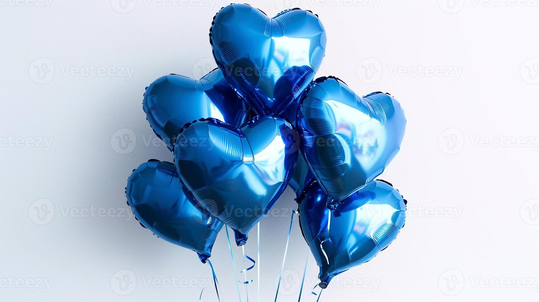 AI generated Blue balloons in shape of heart on white background. photo