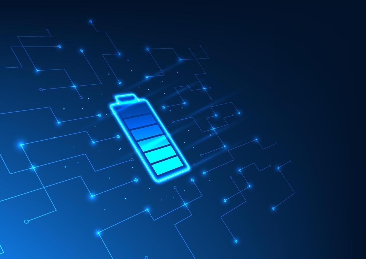 tecnología batería conectado a tecnología circuito representa el suministro de eléctrico energía dentro el dispositivo a habilitar eso a función. en datos transmisión y Procesando, vector ilustración