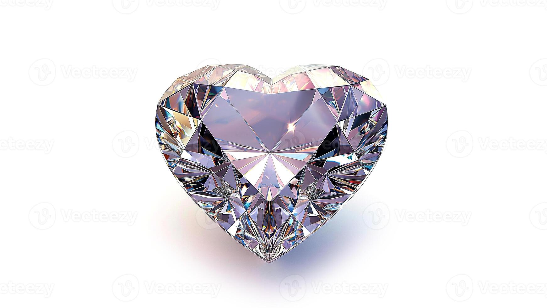 AI generated Precious heart isolated in center white background. Heart shaped diamond on white. Valentines day concept. photo