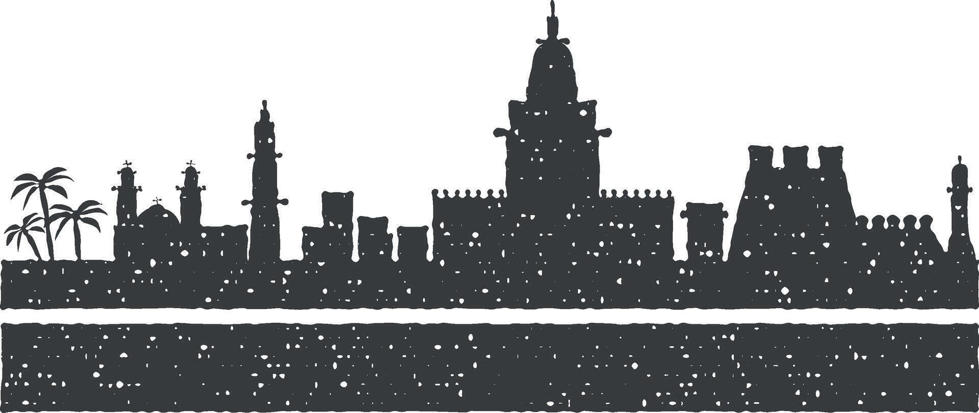 Havana detailed skyline icon vector illustration in stamp style