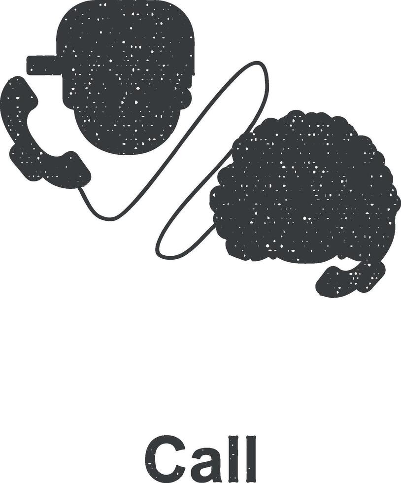 phone, call, friends color icon vector illustration in stamp style