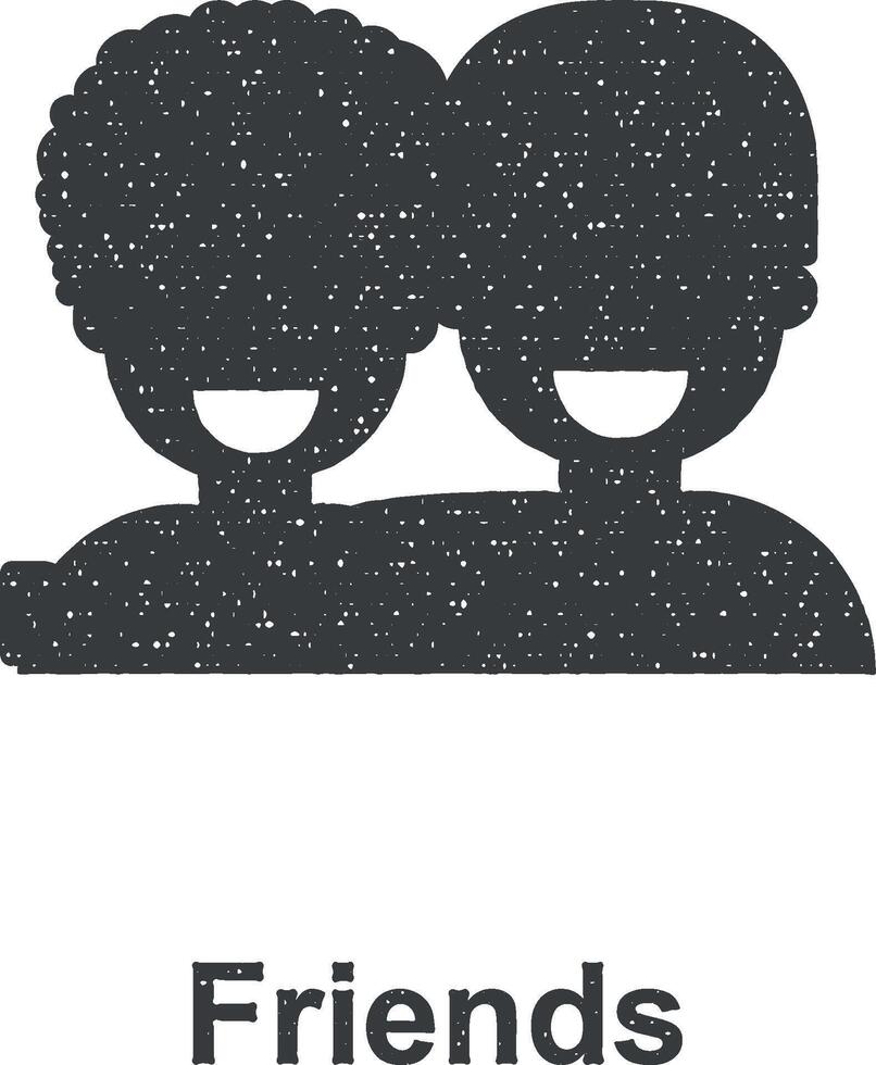 friends, male color icon vector illustration in stamp style