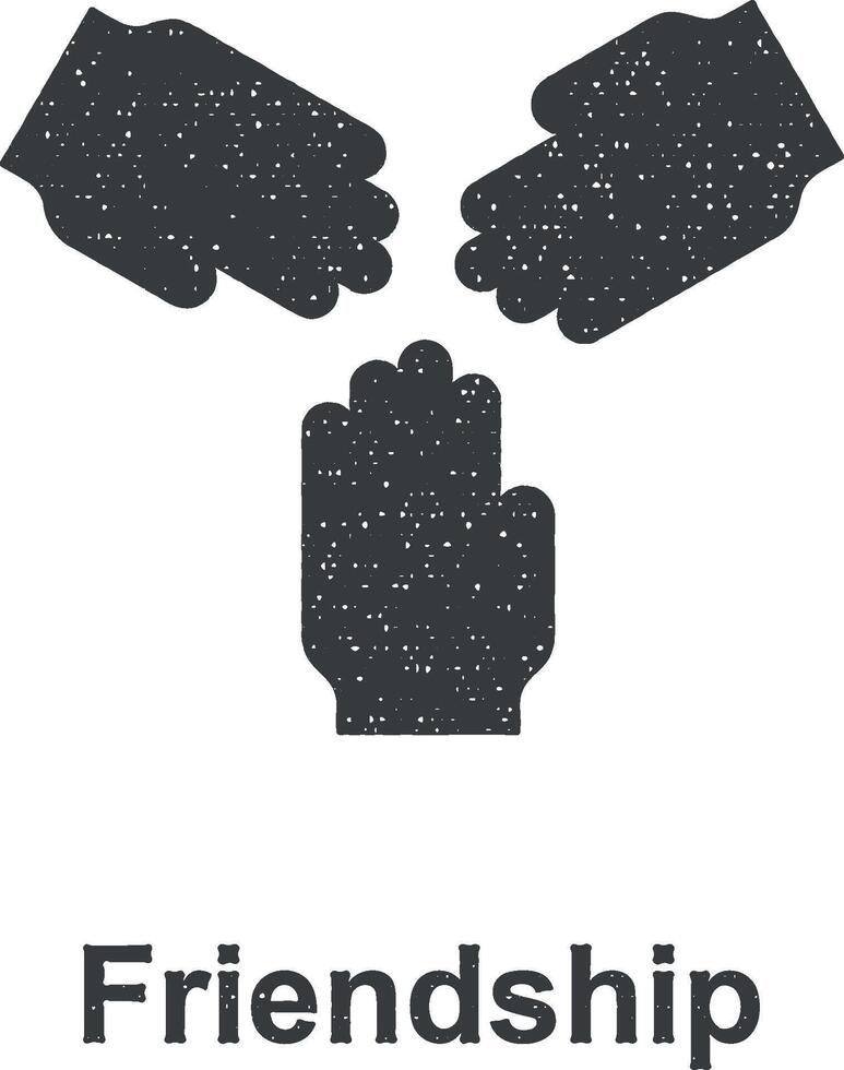 manos, amistad color icono vector ilustración en sello estilo