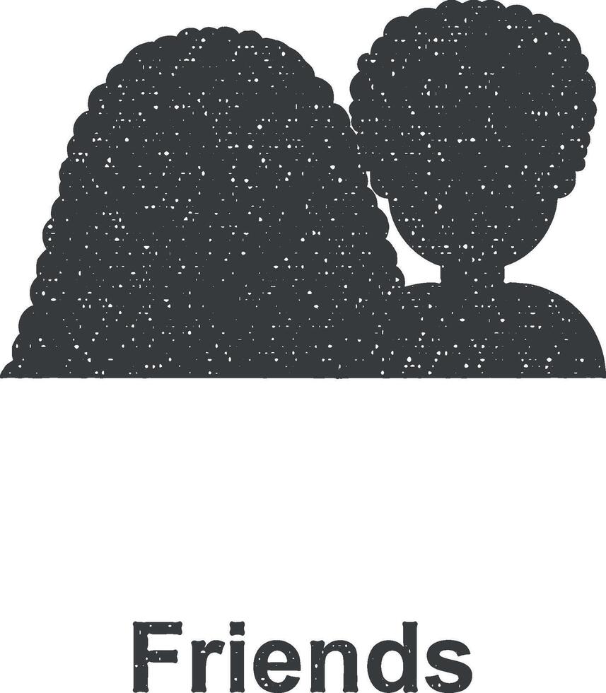 friends, couple color icon vector illustration in stamp style