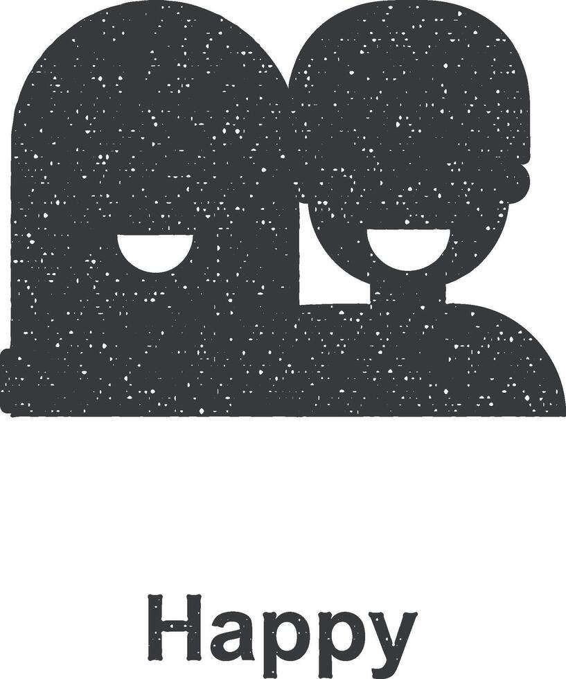 friends, female, male color icon vector illustration in stamp style