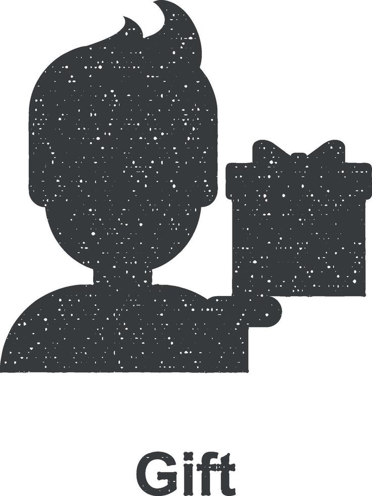 gift, male color icon vector illustration in stamp style