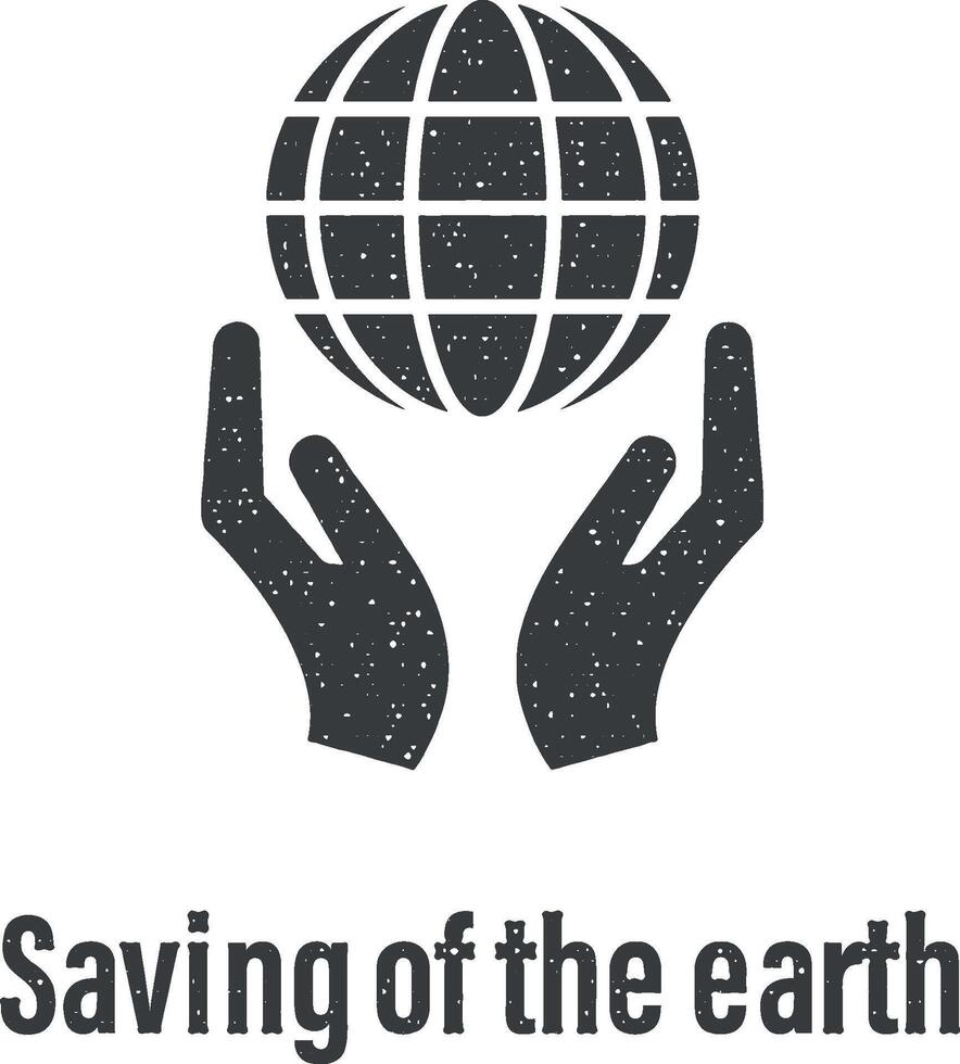 Saving of the earth icon vector illustration in stamp style