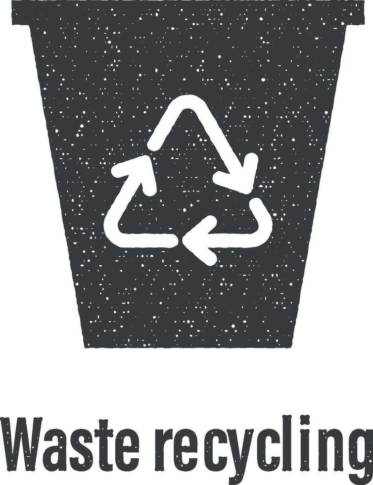 Waste recycling icon vector illustration in stamp style