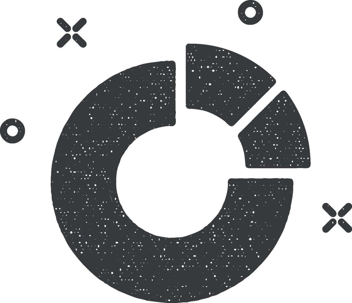 diagram pie colored icon vector illustration in stamp style