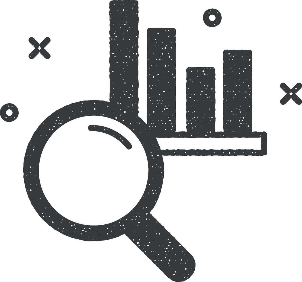 looks at the diagram report colored icon vector illustration in stamp style
