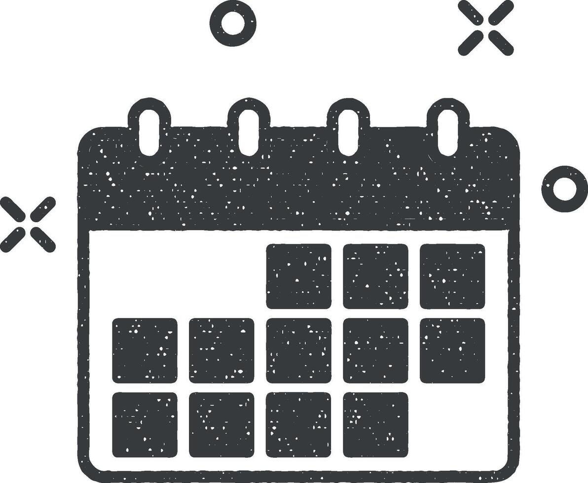 negocio calendario de colores icono vector ilustración en sello estilo