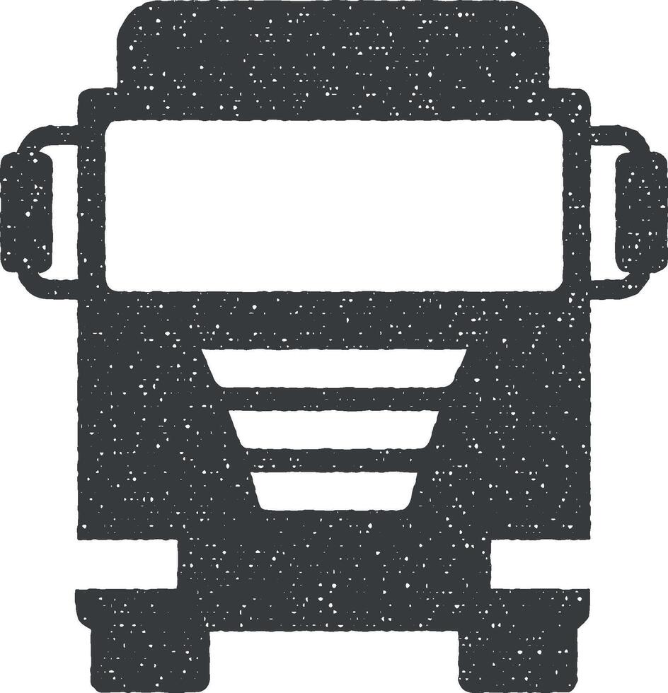 front view truck, auto icon vector illustration in stamp style