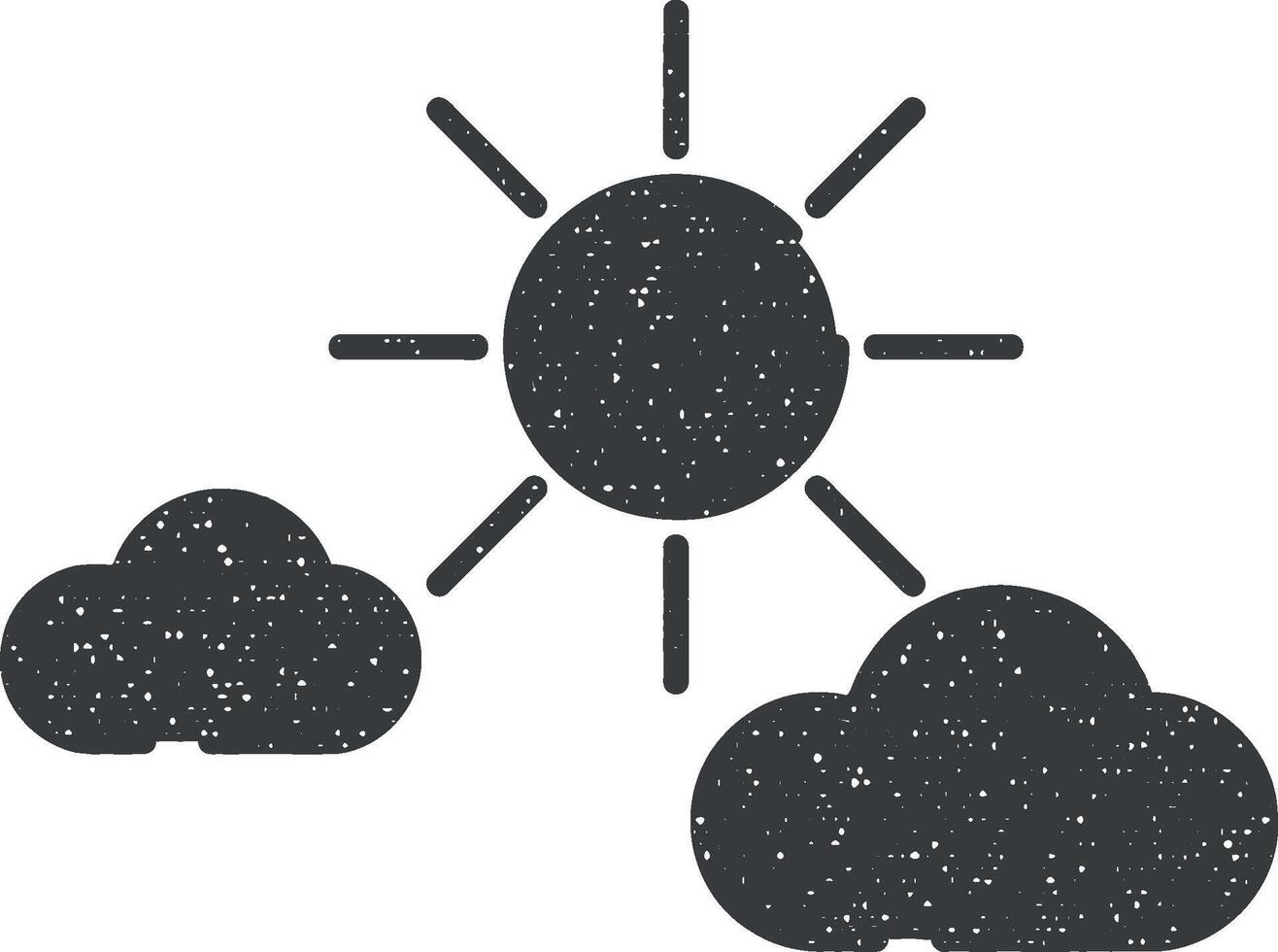 Cloud and sun icon vector illustration in stamp style