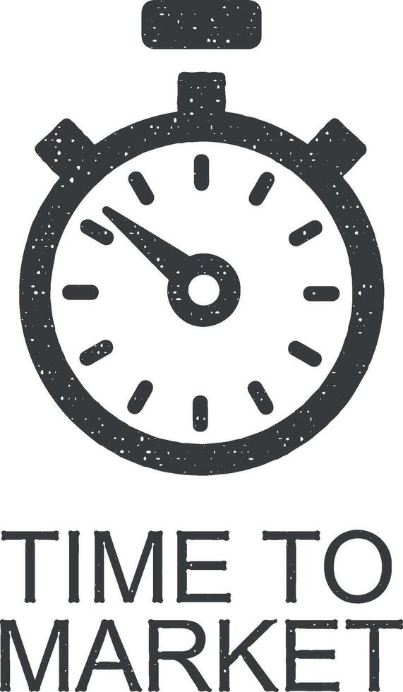 time to market icon vector illustration in stamp style