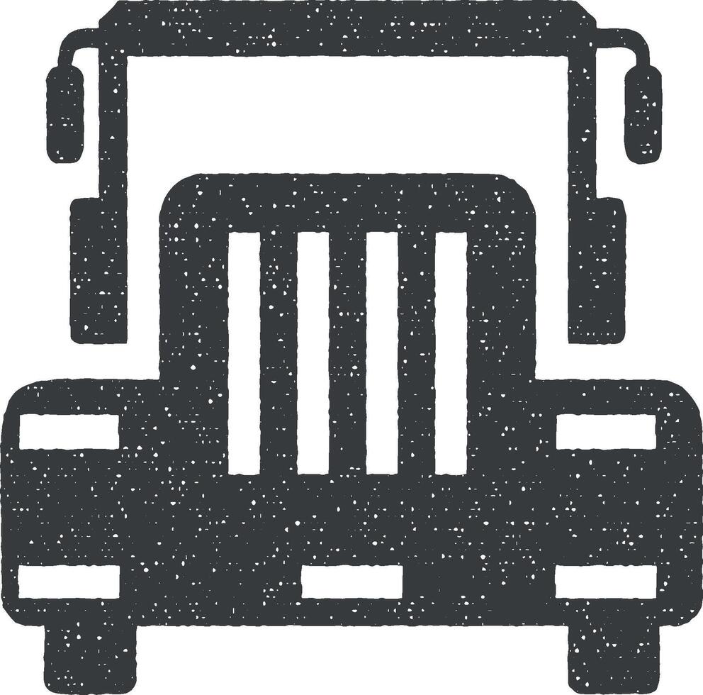 front view truck, auto icon vector illustration in stamp style