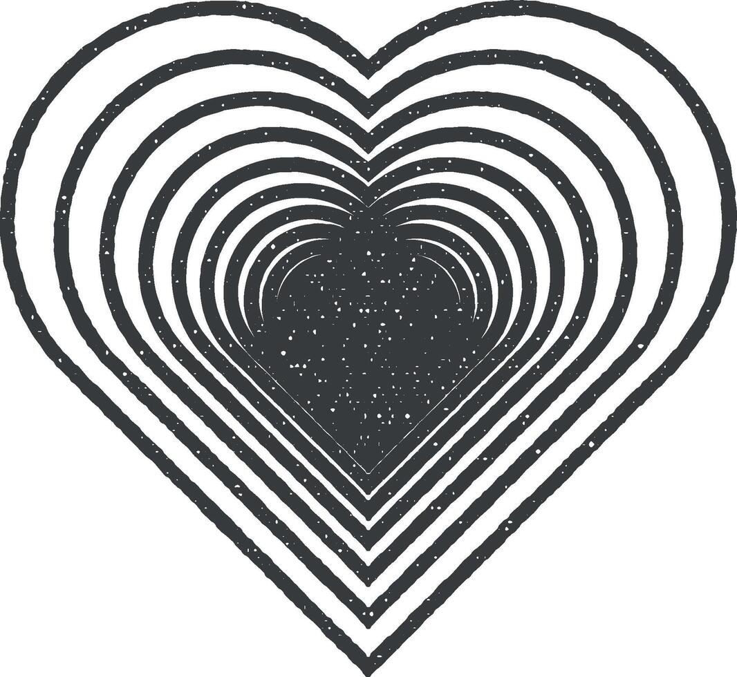 heart outline icon vector illustration in stamp style