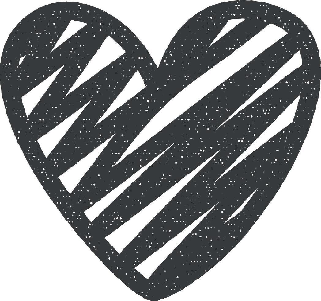 heart hand drawn icon vector illustration in stamp style