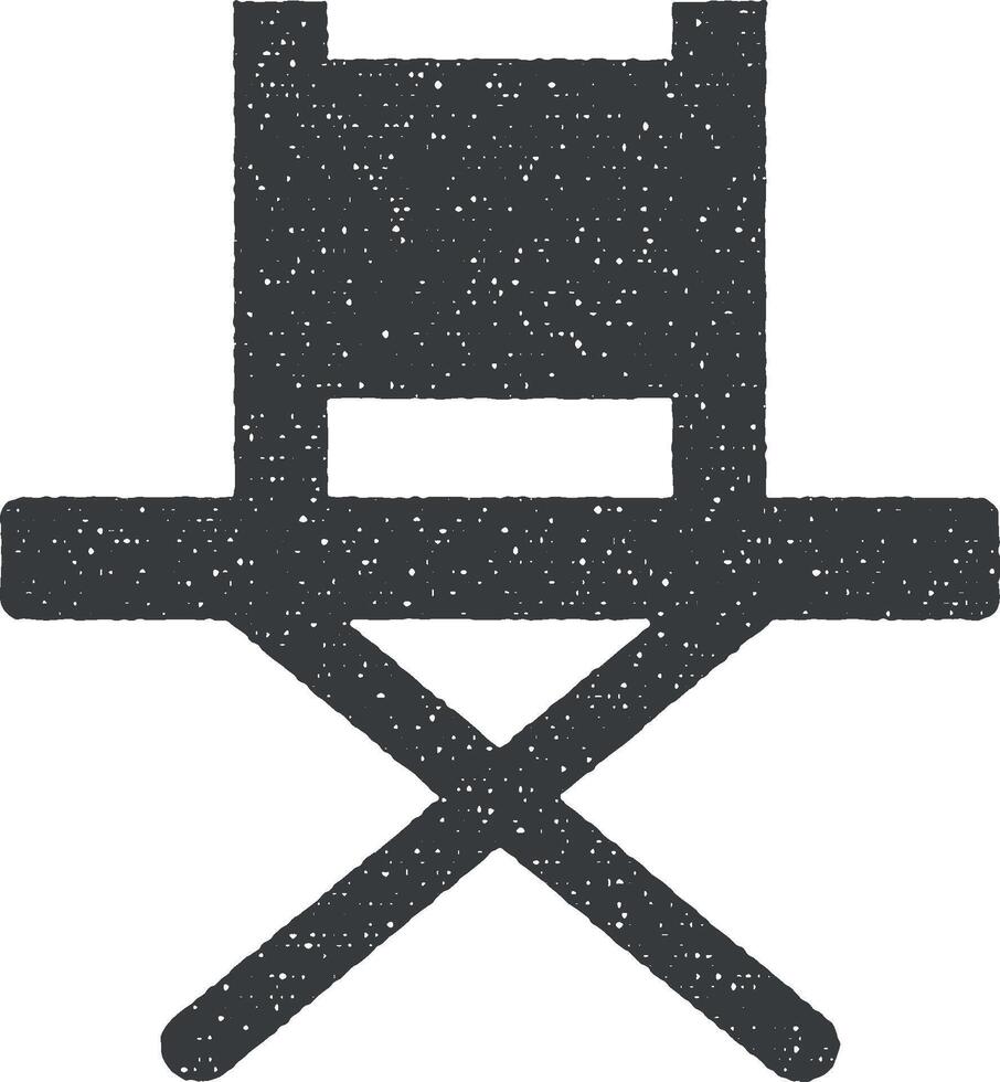 folding chair glyph icon vector illustration in stamp style