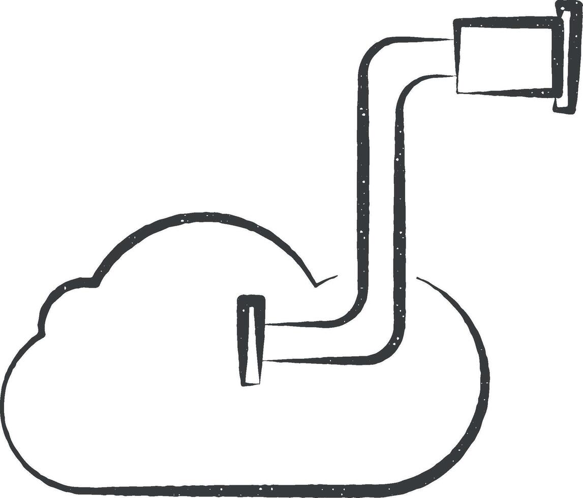 Cloud search icon vector illustration in stamp style