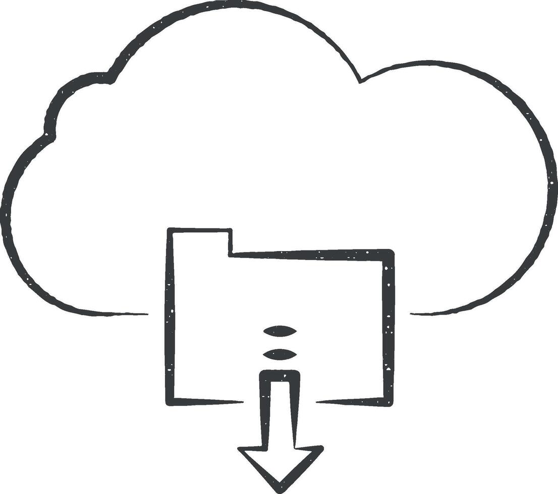 Cloud download icon vector illustration in stamp style