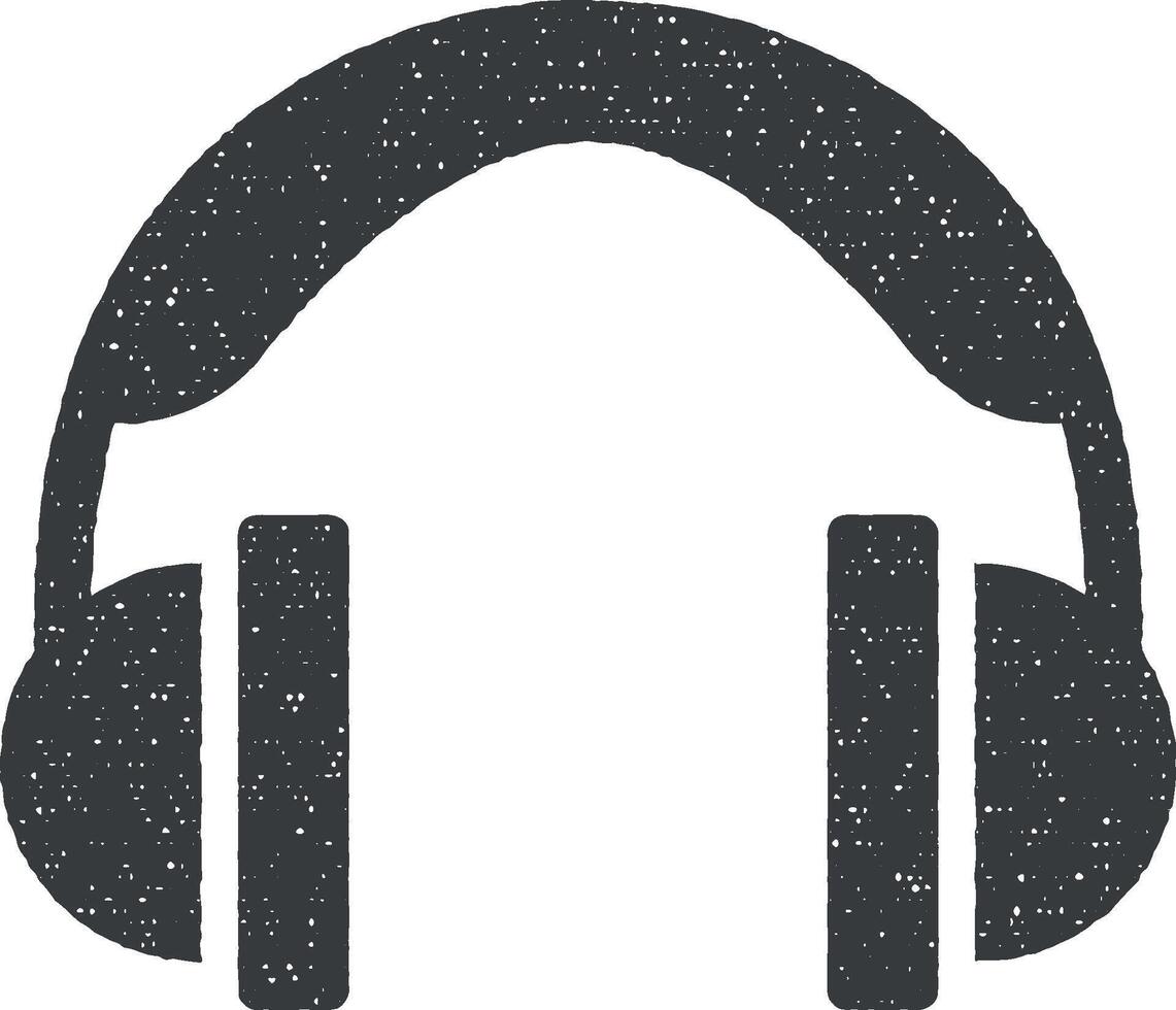 música festival, auriculares, audio icono vector ilustración en sello estilo