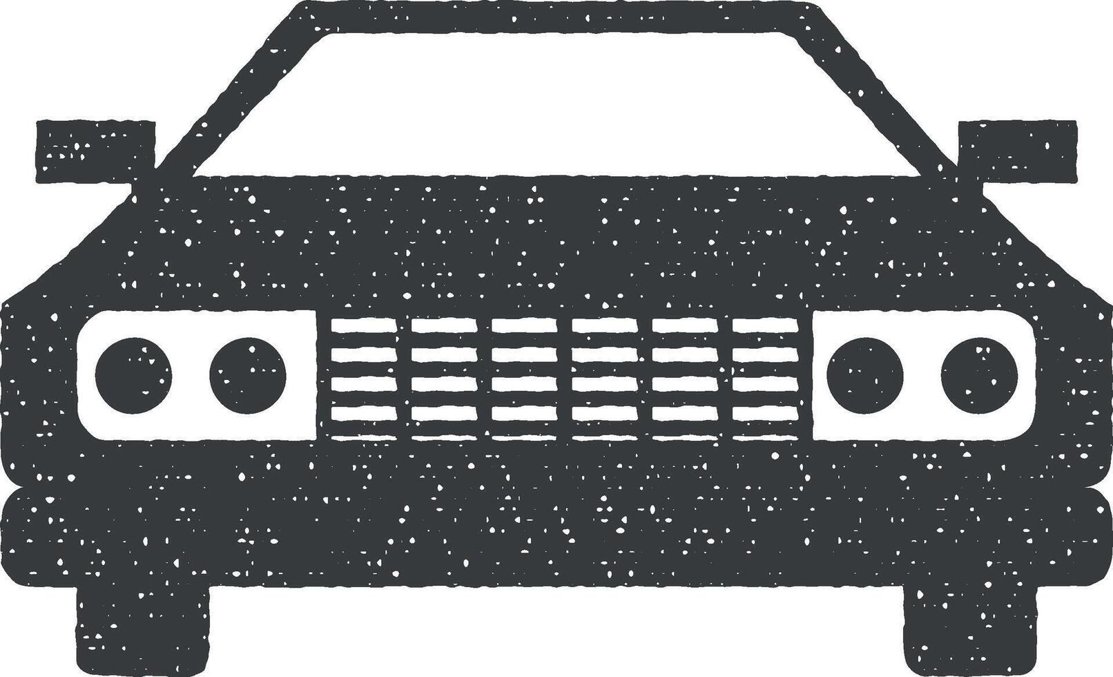front view automobile, car icon vector illustration in stamp style