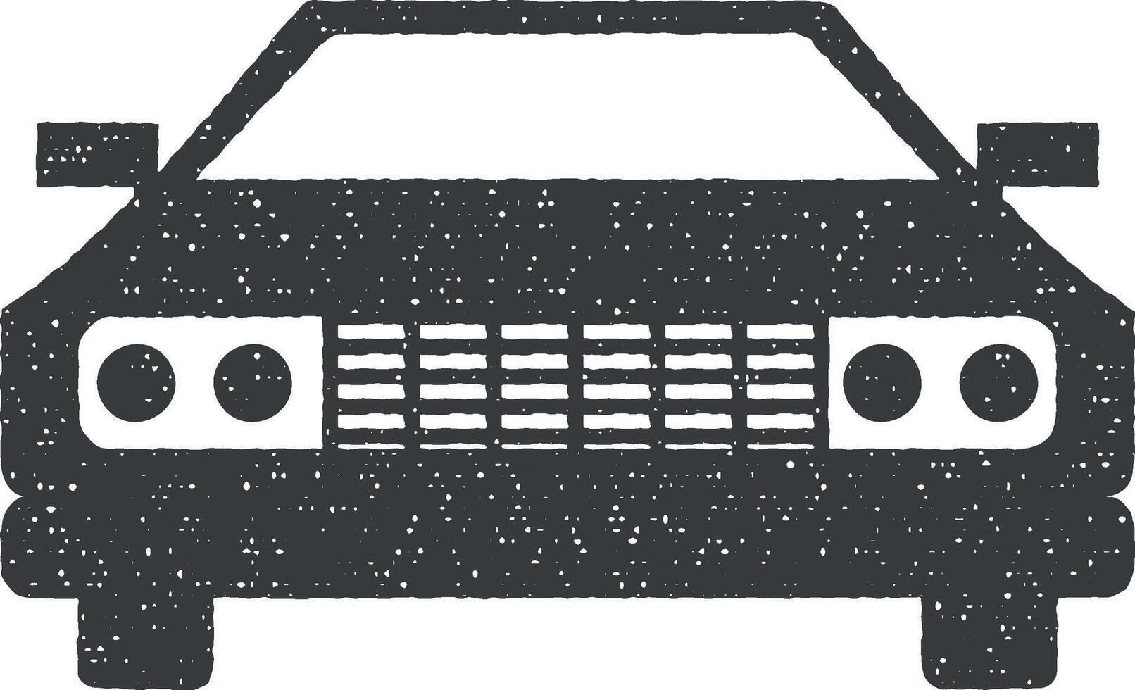 frente ver automóvil, coche icono vector ilustración en sello estilo