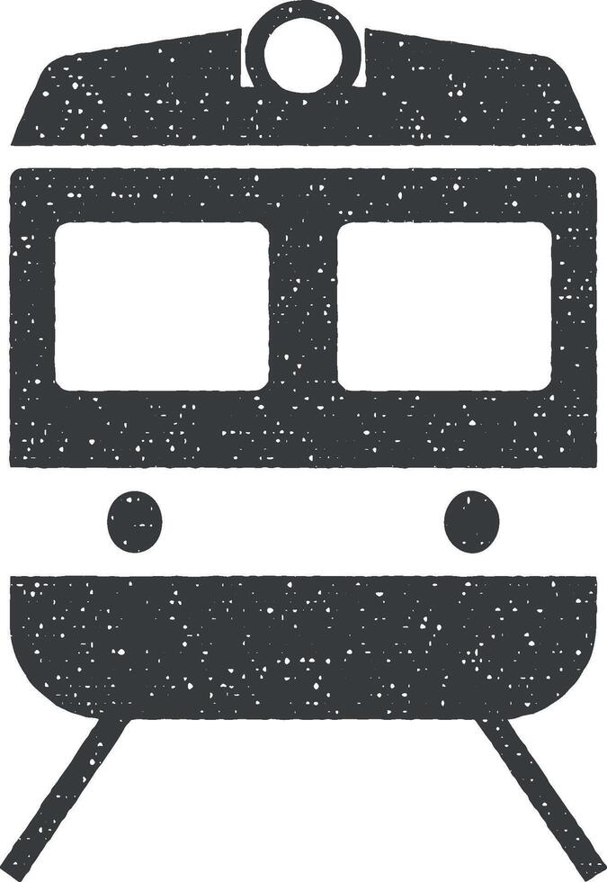 front view train, transport icon vector illustration in stamp style