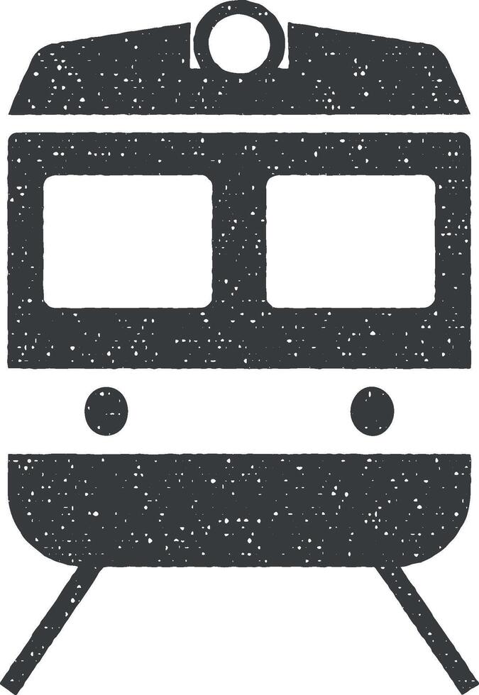 frente ver tren, transporte icono vector ilustración en sello estilo