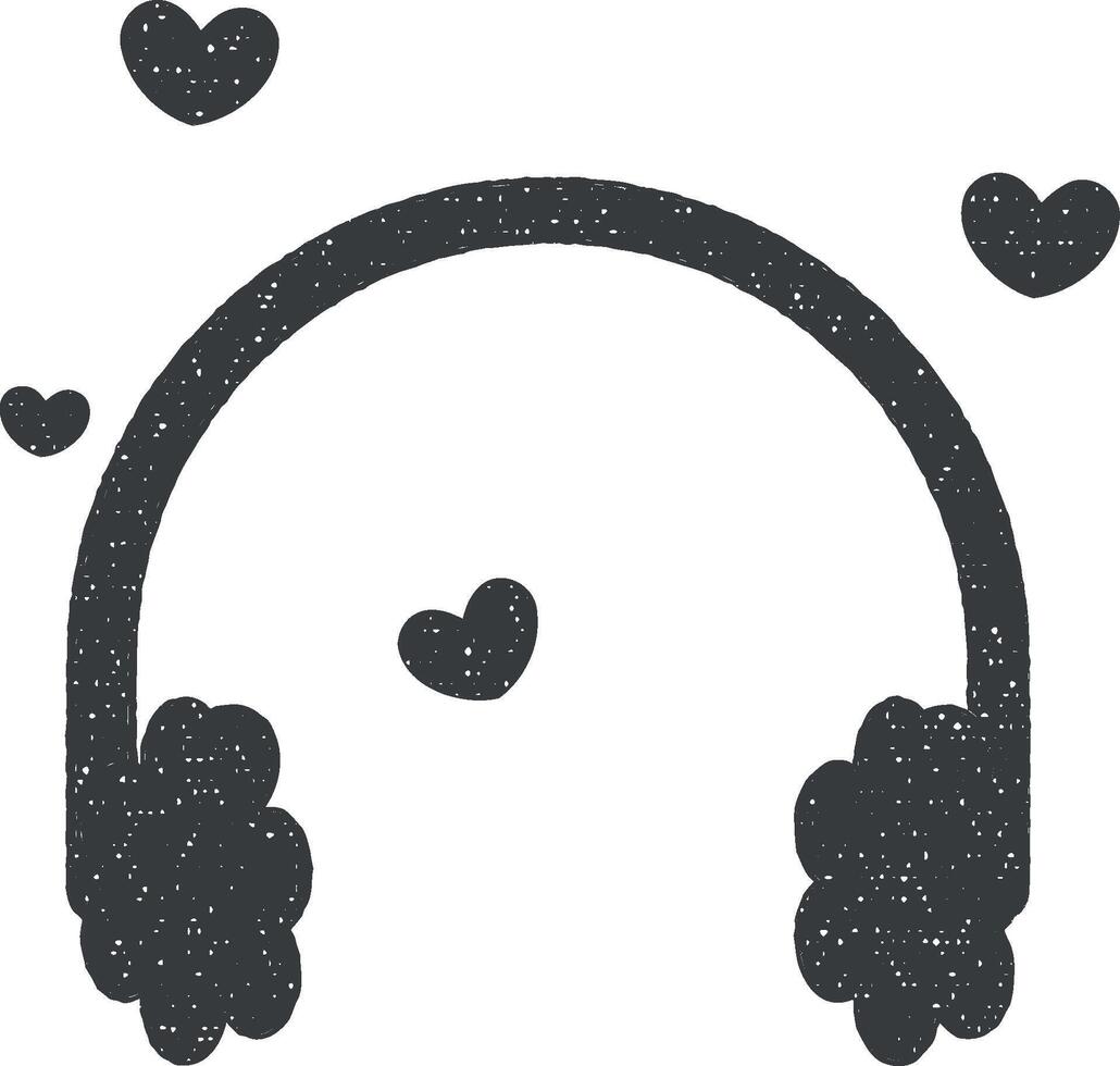 Headphone cold snow colored icon vector illustration in stamp style