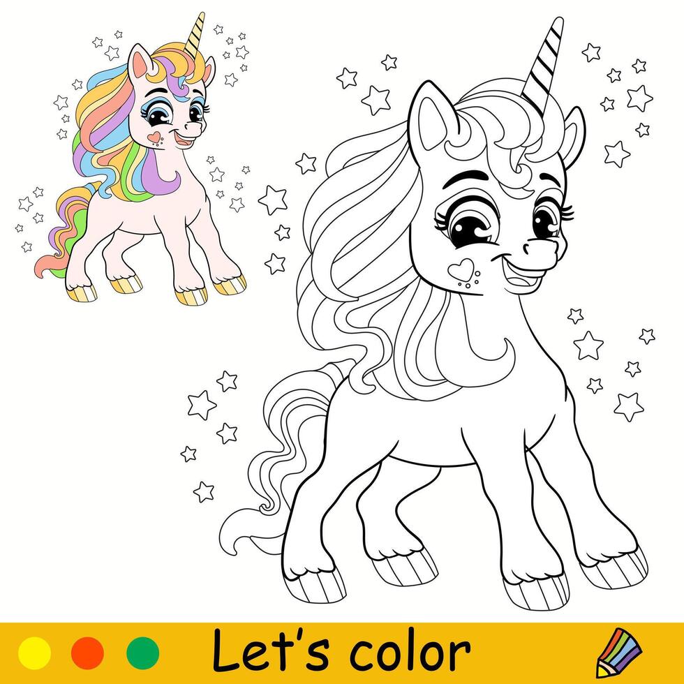 Lets color joyful unicorn kids coloring vector