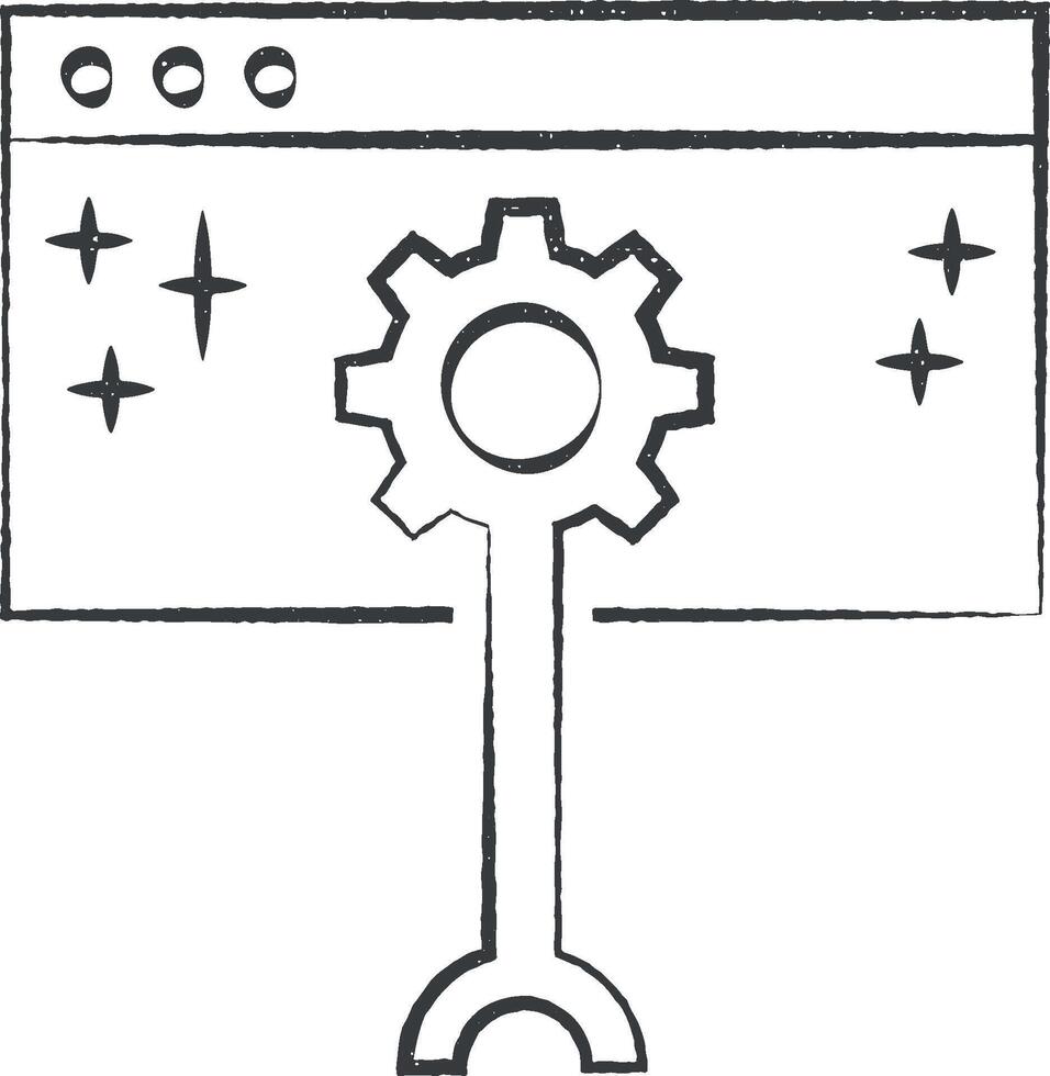 navegador datos ajustamiento icono vector ilustración en sello estilo