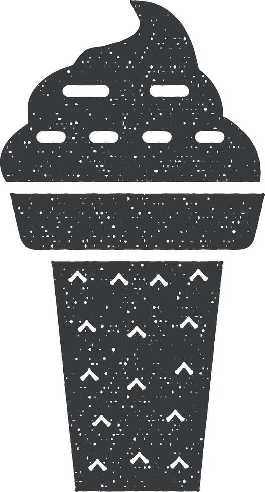 ice cream, dessert, cone icon vector illustration in stamp style