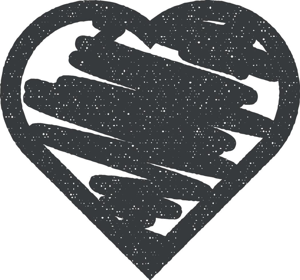 heart hand drawn icon vector illustration in stamp style