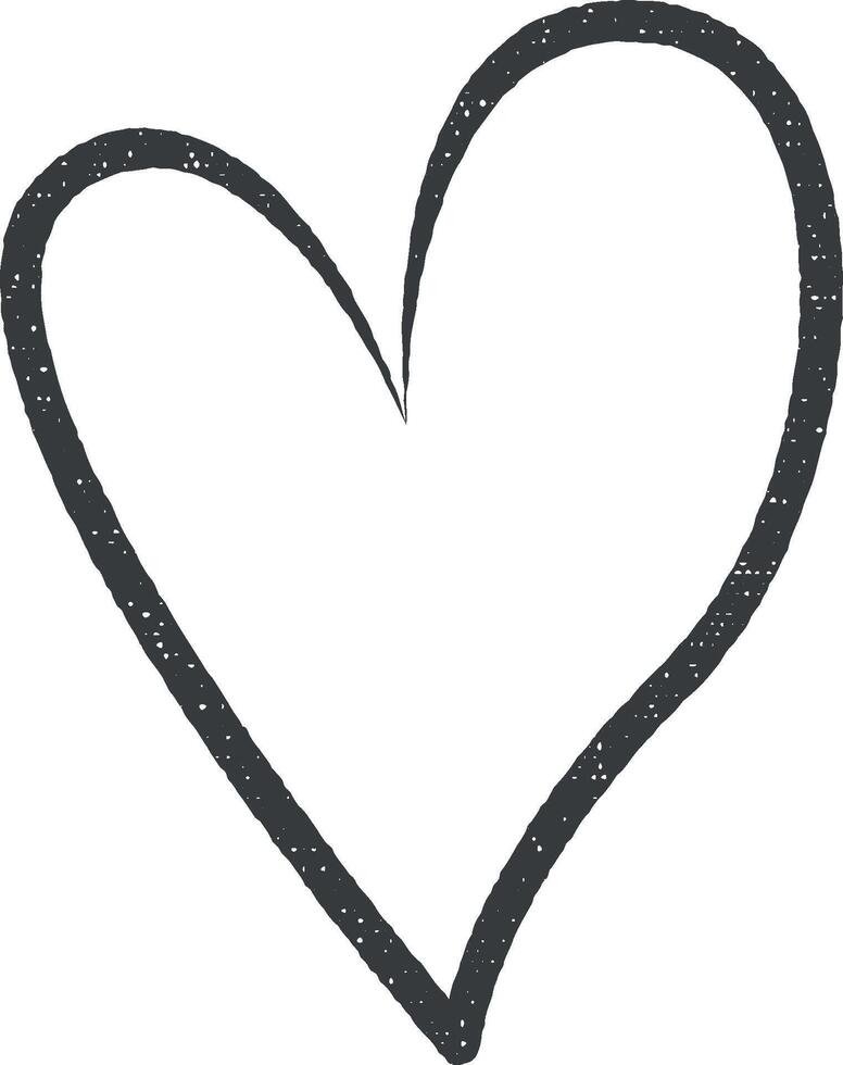 heart hand drawn icon vector illustration in stamp style