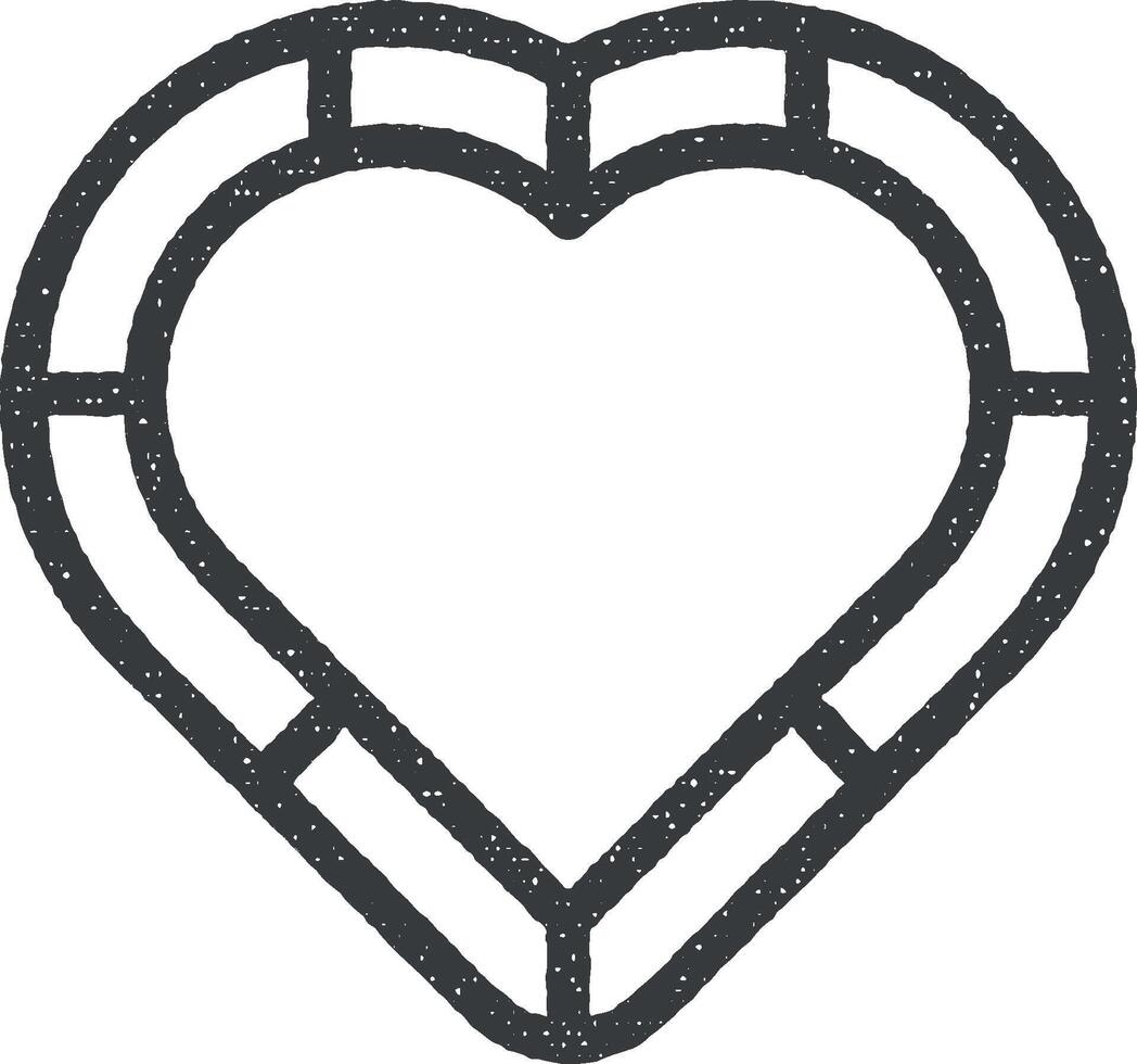 heart outline icon vector illustration in stamp style
