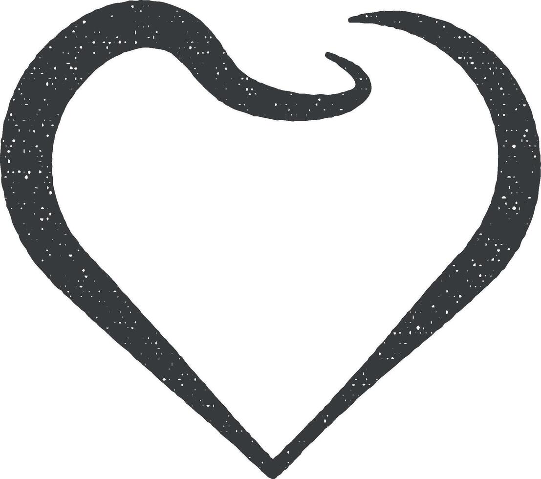 corazón mano dibujado icono vector ilustración en sello estilo