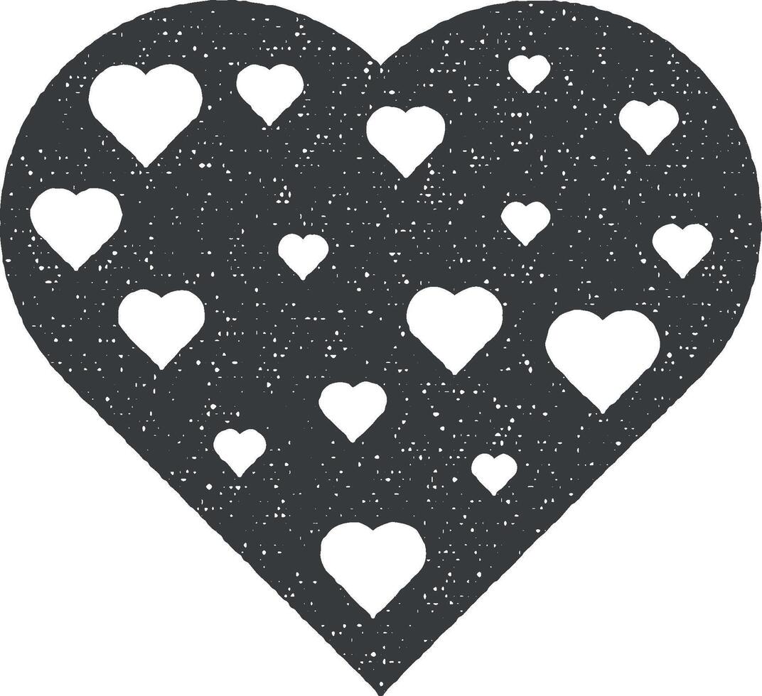 corazón plano icono vector ilustración en sello estilo