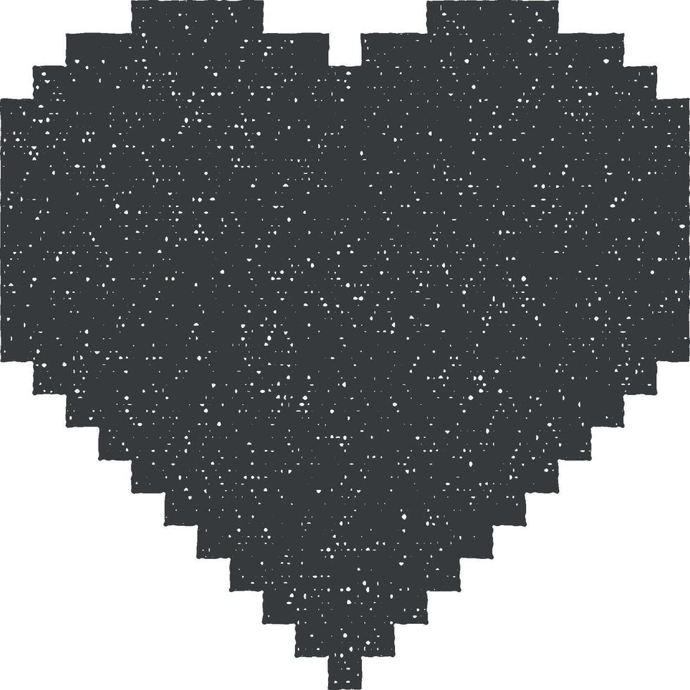 heart pixel icon vector illustration in stamp style