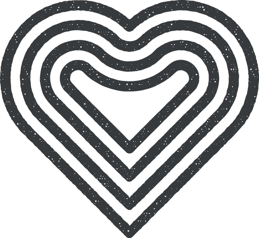 heart outline icon vector illustration in stamp style