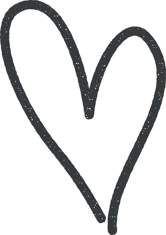 heart hand drawn icon vector illustration in stamp style