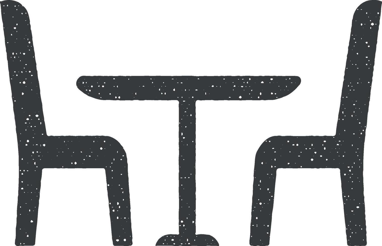 table and chairs glyph icon vector illustration in stamp style