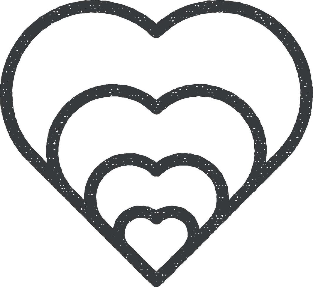heart outline icon vector illustration in stamp style
