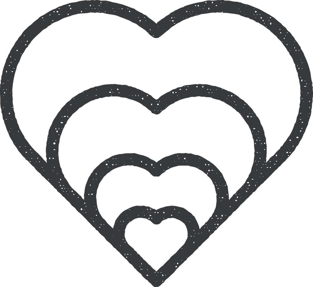 corazón contorno icono vector ilustración en sello estilo