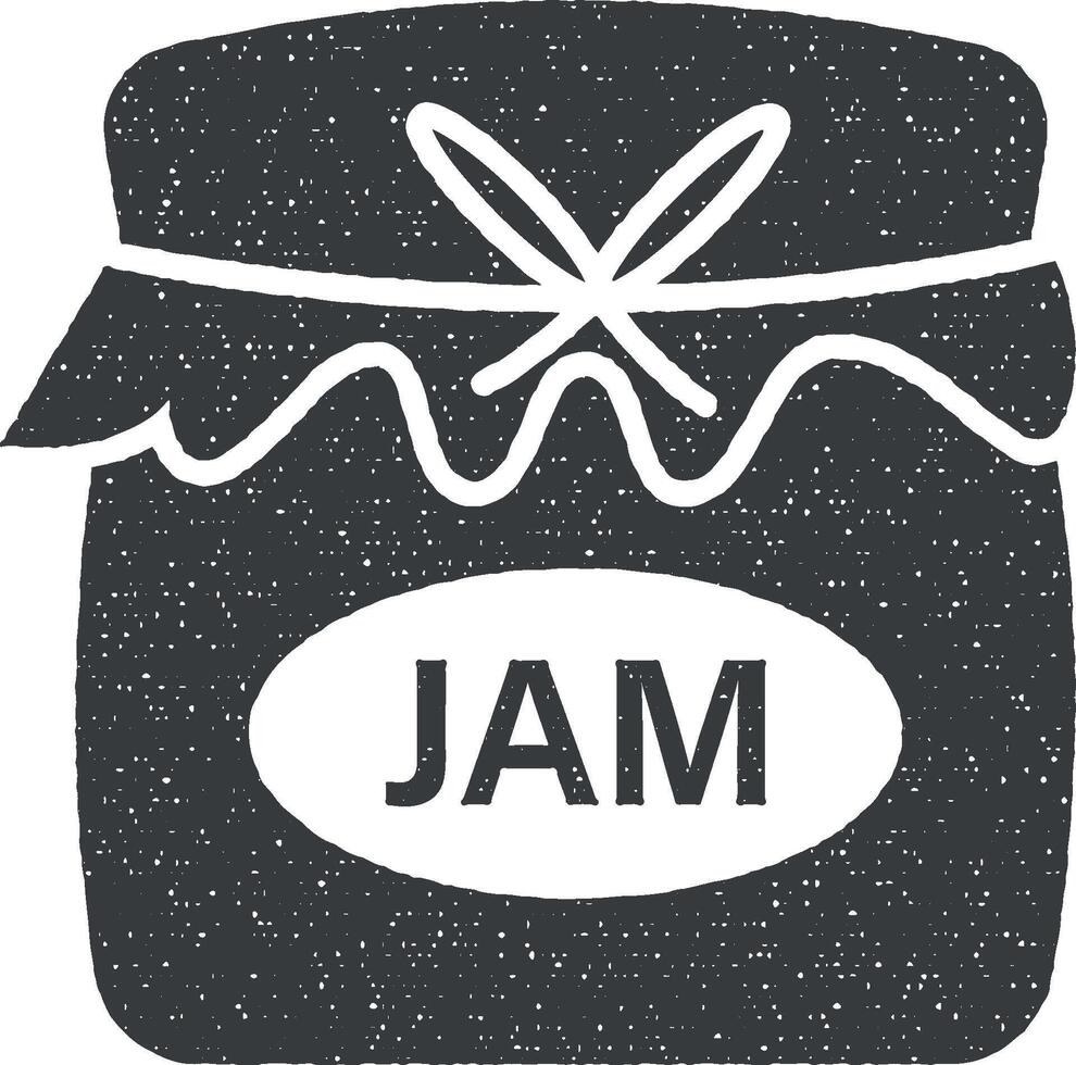 dessert, jam, sweet icon vector illustration in stamp style